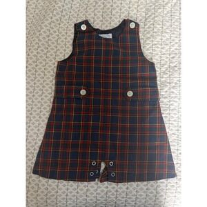 Baby CZ Carolina Zapf Plaid Romper Red‎ Navy Blue Tartan Holiday 18-24M NWT